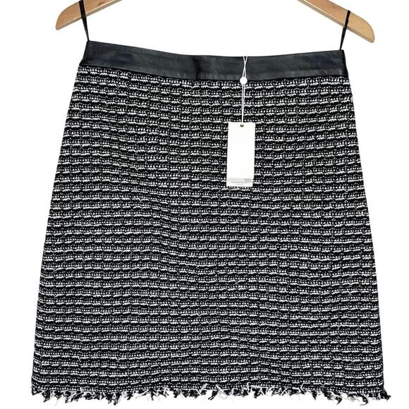 NWT TORY BURCH Women’s Black and White Rafia Woven Pencil Skirt size 6 - Picture 2 of 7